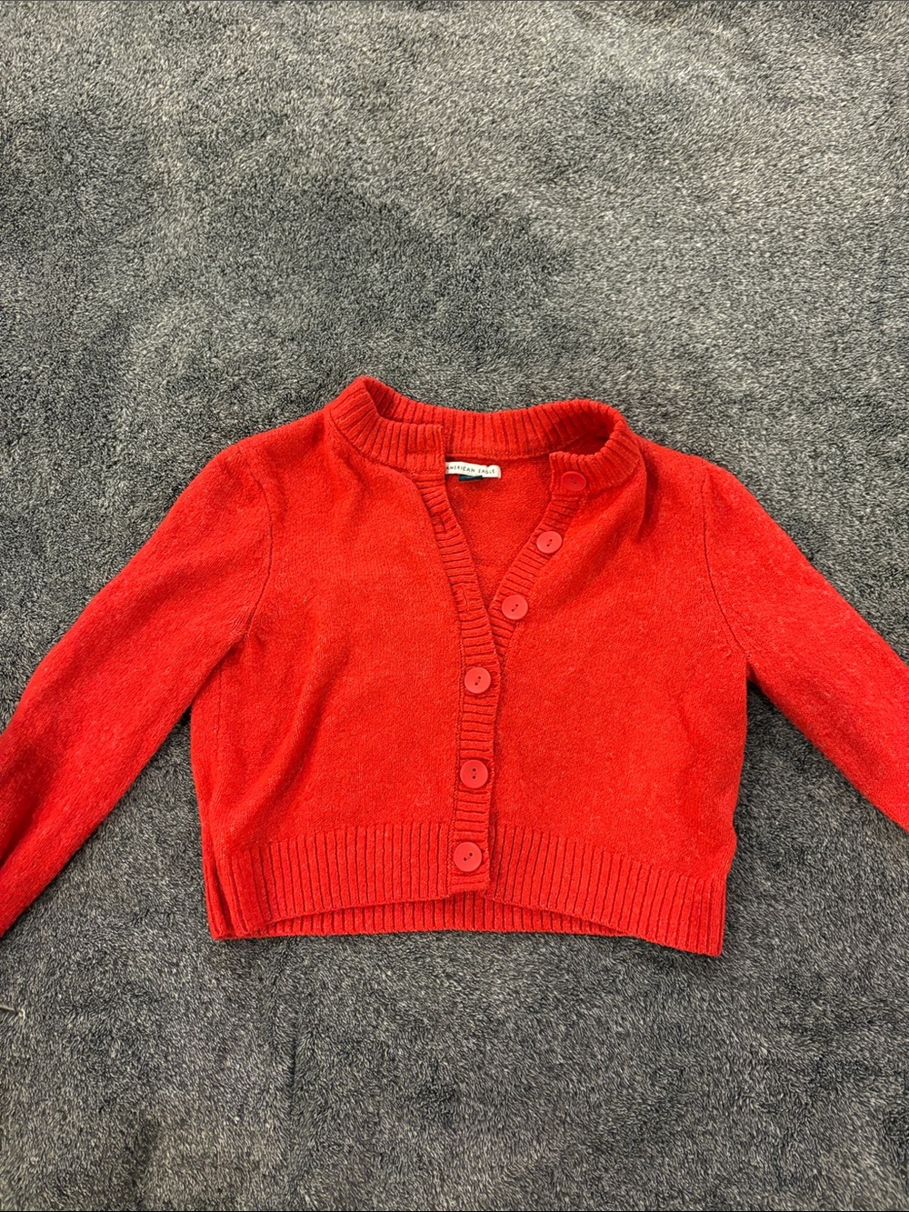 American Eagle Outfitters Red Cropped Button-Up Cardigan